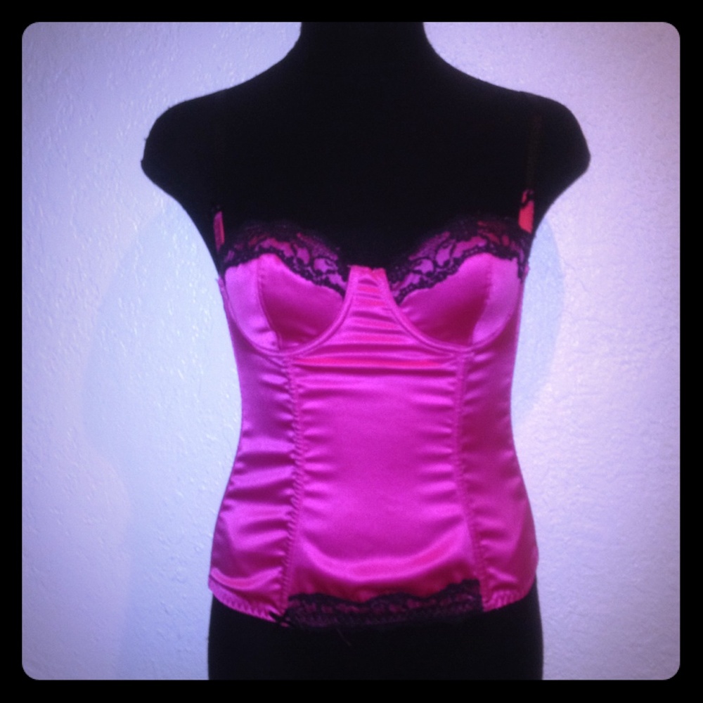 Blush bustier in pink and black.